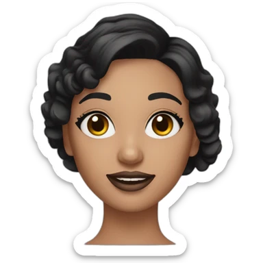 Girl nail artist with dark brow hair and hazel eyes and black gloves sticker