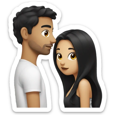 girl with Black hair  and brunette guy kissing sticker