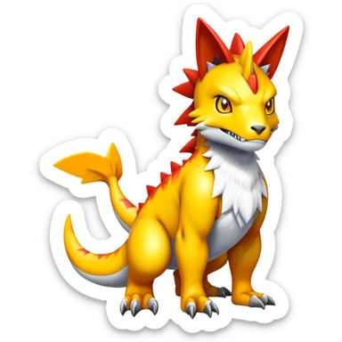 Cute Shiny Agumon-Greymon-Renamon-Fakémon-hybrid-creature (full body)  sticker