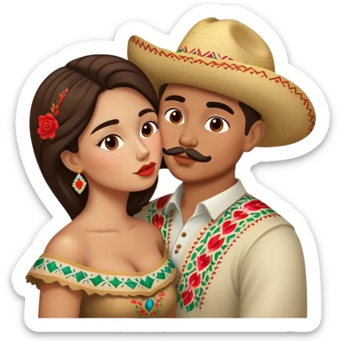 Russian and Mexican couple kissing sticker