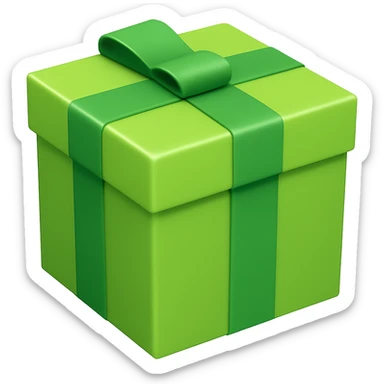Remove the bows from the box, keep it smoothly and homogeneously wrapped in light green tape, apple style emoji. Variation 3 with a subtle shine effect. sticker