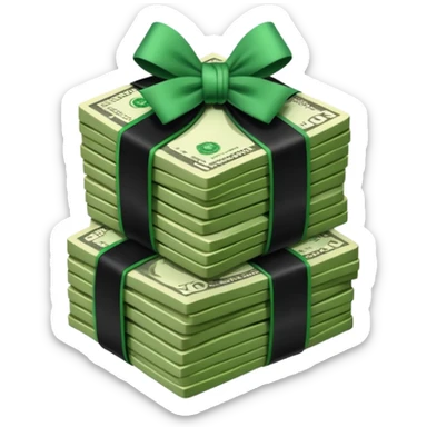 stack of money with black ribbon sticker