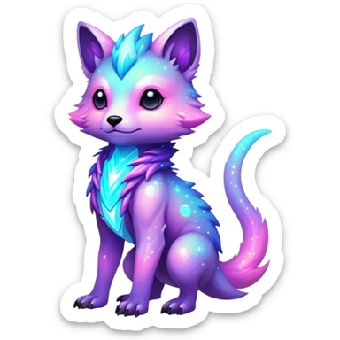 Epic Edgy Cute Colorful Vibrant Sparkly  shiny Pastel Nebula Modern Vernid-Protogen-creature-animal, full body sticker