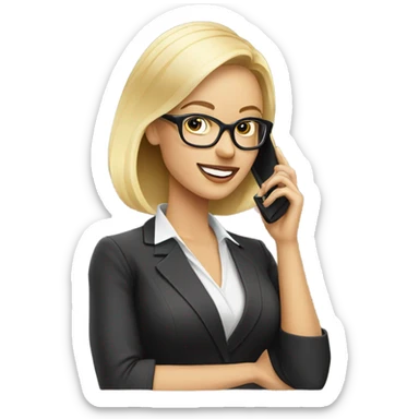 Elegant Blonde woman wearing glasses calling on cell phone sticker
