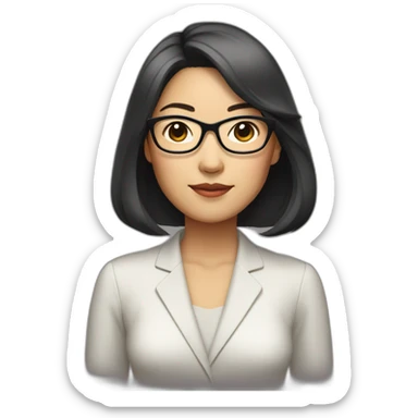40's Asian woman with glasses and straight medium lengthhair sticker