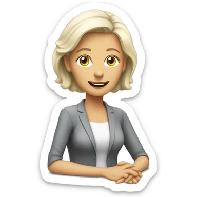 2 women, an older woman grey hair and a younger woman blonde hair sitting talking job interview semi casual sticker