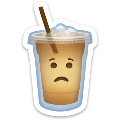 Clear tumblr cup with light brown drink and ice sticker