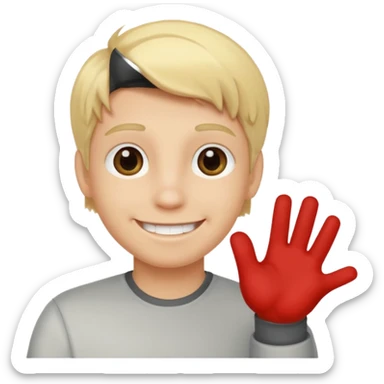 Smiling blonde boy saying hi sticker