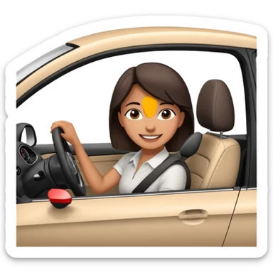 Young adult Woman with dark brown hair driving an Audi a1 fast loving life sticker