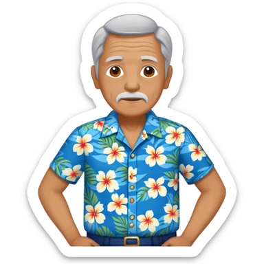 old man with hawai blue floweral shirt  full body  sticker
