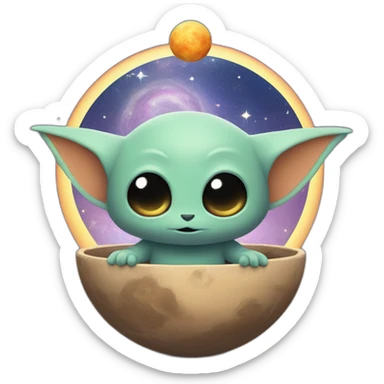 Grogu Cosmic méditation with planet sticker