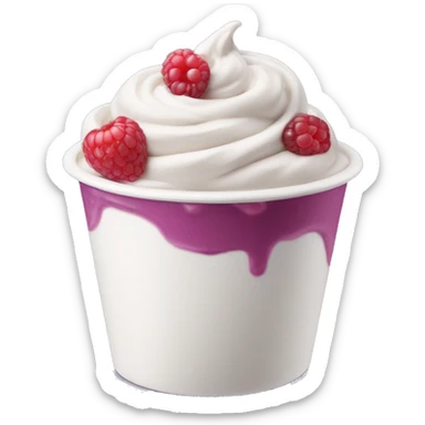 Mixed berries frozen yogurt swirled in a white cup sticker
