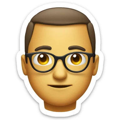 round face with circle glasses and a half smirk sticker