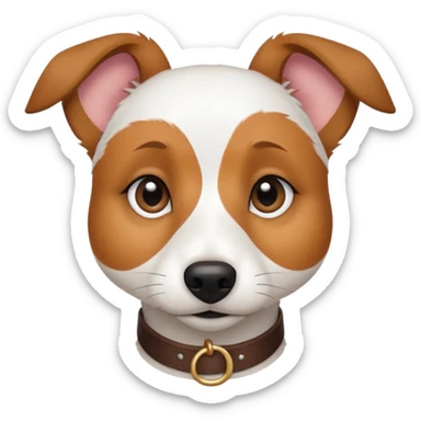 a fully white jack russell the size of a kelpie with light brown ears and a light brown patch on one eye sticker