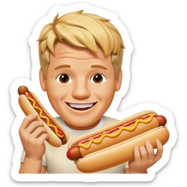 gordon ramsay eat hotdog, happy smile sticker