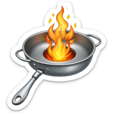 Un cucharón con fuego por debajo pero sin olla solo cucharón y fuego sticker