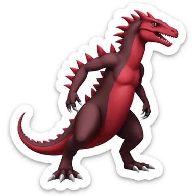 Badass cool black and red salazzle-tyranitar-hybrid, full body sticker