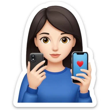 quiero crear una chica con una movil como si estuviese grabando cosas como si estuviese grabando vlog con el pelo oscuro  sticker