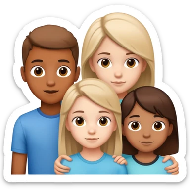two teen boy siblings posing with a random 10-year-old girl sticker