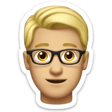 Male with blonde hair with widows peak and glasses sticker