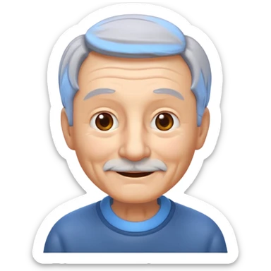 A 3D emoji in iOS emoji aesthetic style of an old man with gray hair, gentle wrinkles, kind smile, and soft eyes. Minimal white background, glossy Apple-style design, warm and friendly expression. sticker