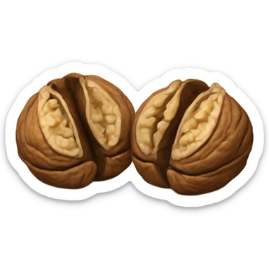 A pair of walnuts resting on a table sticker