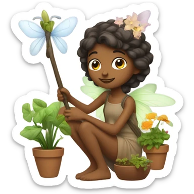 A brown fairy gardening  sticker