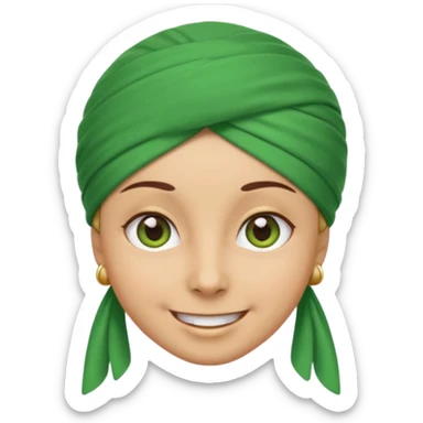 emoji with a green turban and cheerful eyes sticker