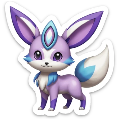 Shiny White with Violet and Indigo markings Meloetta-Eevee-Minccino-Zangoose-Pokémon-Fakémon-fusion-hybrid-creature sticker