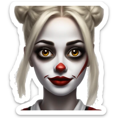 Potter in Harley Quinn style, oil paint, mysterious eyes, intricate lips, masterpiece portrait, odd perspective, beautiful, desirable, logical sticker