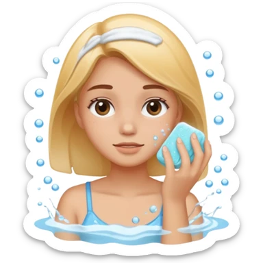 puedes crear un sticker de una chica lavandose la cara sticker