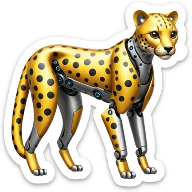 Shiny advanced futuristic Cyberpunkcl cheetah (full body) sticker
