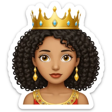 Chica piel morena con cabello rizado 👩🏽‍🦱 con corona 👸🏽 sticker