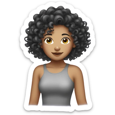 curly haur asain girl sticker
