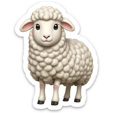 cinematic-[sheep]-realistic-full-body-standing-emoji,-tail-flicking-lazily,-head-tilted-dramatically,-curly-[white]-fur,-simplified-yet-realistic-focused-features,-highly-detailed,-glowing-with-an-almost-sarcastic-glow sticker
