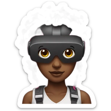 black girl with pink locs wearing VR headset sticker