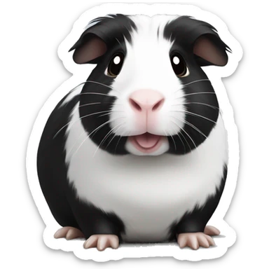 black and white guineapig that looks silly  sticker