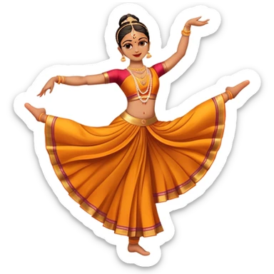 cinematic-realistic-bharatanatyam-dance-emoji,-depicted-as-an-elegant-classical-indian-dance-performance-with-graceful-poses,-intricate-costumes,-and-expressive-hand-gestures,-rendered-with-rich-textures-and-warm-dramatic-lighting, single dancer full body  sticker