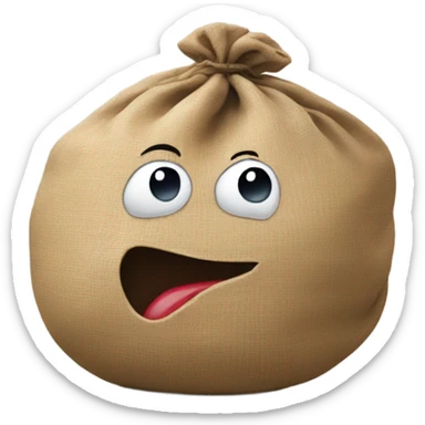 Emoji sucking up a sack sticker