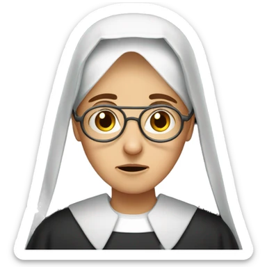 nun with brown hair and glasses facepalming sticker