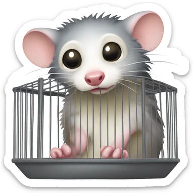 Sad Opossum in a cage sticker