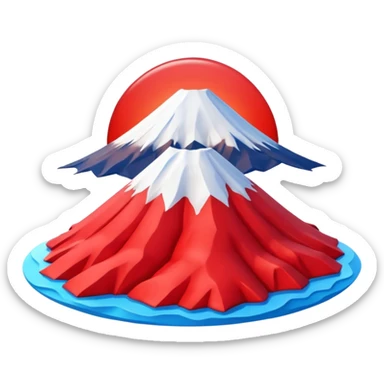 Create a 3D Mount Fuji with red color. There must be no clouds on top. sticker