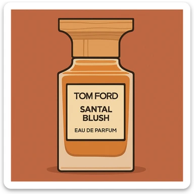 Flat toon style illustration of Tom Ford santal blush perfume  sticker