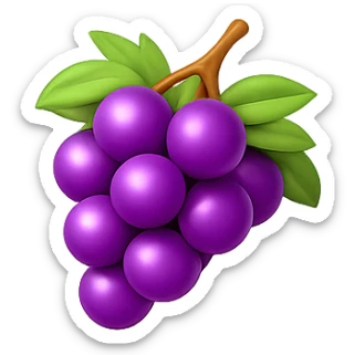 Shrink the grapes emoji further to a much smaller size, keeping the background transparent, in a style consistent with the original emoji look. sticker