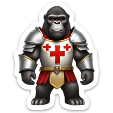 Buff Gorilla wearing a Knight Crusader armor with the holy red Cross sticker
