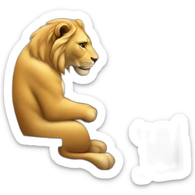 löwe arbeitet am computer sticker