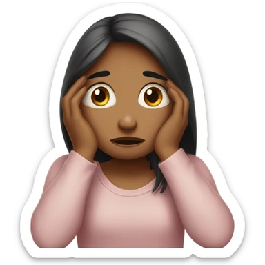  girl ashamed of herself of hiding face in hands sticker