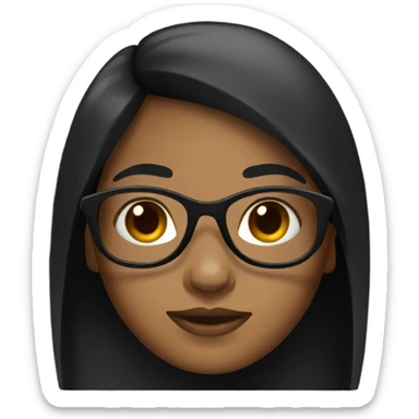 Girl with brown skin black glasses and black straight hair sticker