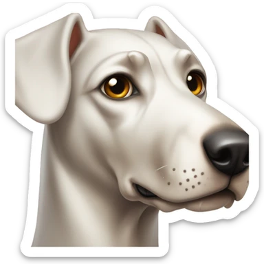 White Doberman with a ban nickname on his head sticker