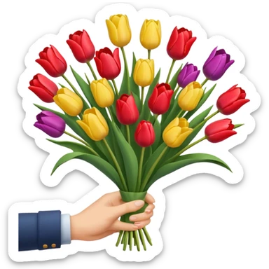 tulip boquet in one hand held boquet sticker